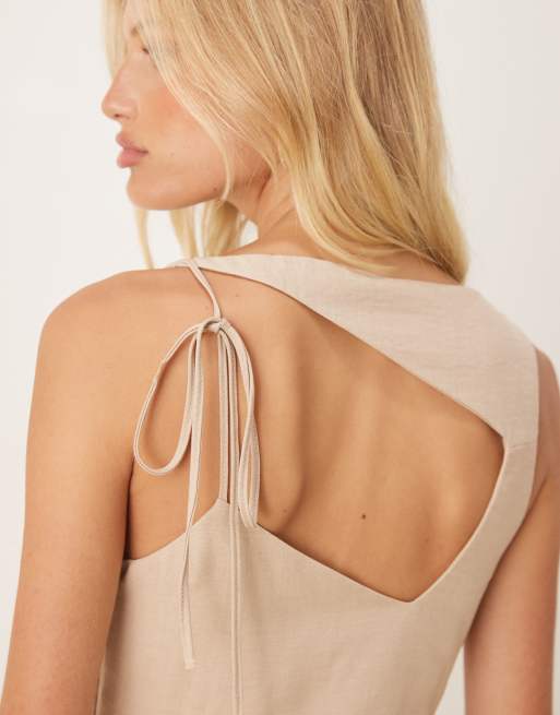 ASOS DESIGN - Beige minikjole med åben ryg og indsyninger i taljen, 4 af 4
