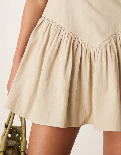 ASOS DESIGN - Beige minikjole med firkantet hals og sænket talje, 2 af 4