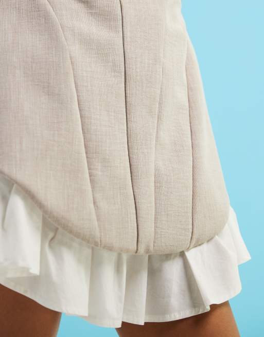 ASOS DESIGN - Beige minikjole med struktur og skål- samt sømdetaljer i dobbeltlag, 3 af 4