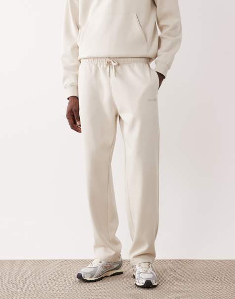 ASOS DESIGN – Beige mjukisbyxor med raka ben och tryck, del av set - view 1