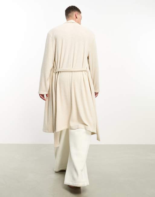 ASOS DESIGN – Beige morgonrock med ribbad textur, 3 av 4