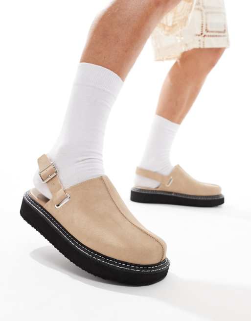 CerbeShops DESIGN - Beige mule-sandaler med spænde bagtil