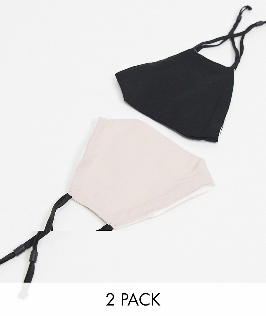 ASOS DESIGN – Beige och svart ansiktsmask i 2-pack-Flerfärgad