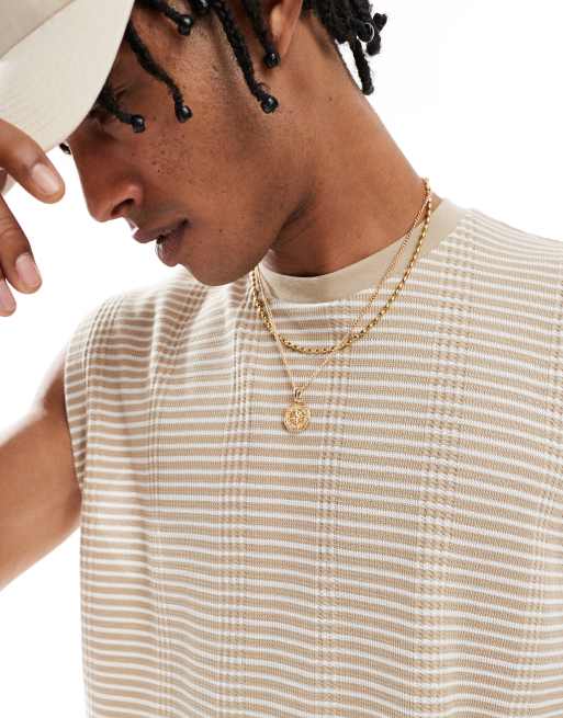 ASOS DESIGN – Beige och vitt linne i oversize med kort design och randigt mönster, 4 av 4