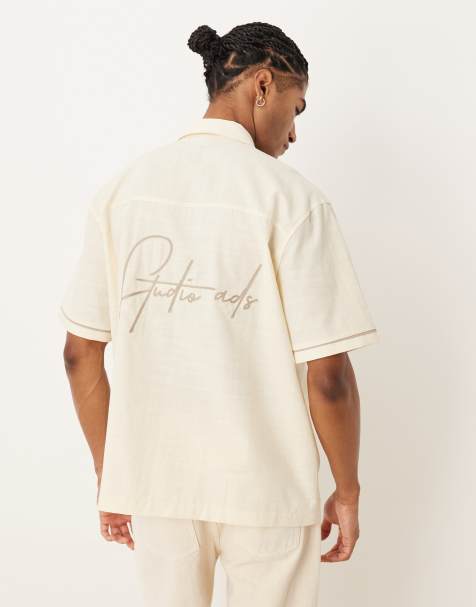 ASOS DESIGN - Beige og afslappet skjorte med rygprint - view 1