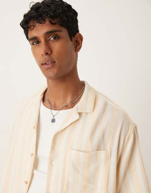 ASOS DESIGN - Beige og hvid oversized skjorte med striber, 2 af 4