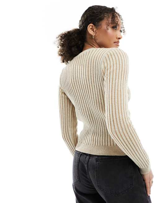 ASOS DESIGN - Beige og kamelfarvet, strikket og totonet cardigan, 4 af 4
