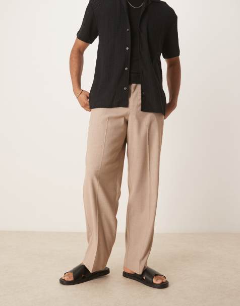 ASOS DESIGN - Beige og melerede samt elegante bukser med vide ben og plisseringer foran - view 1