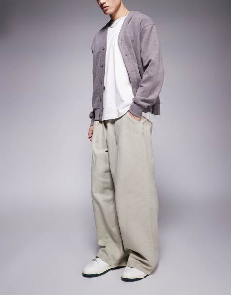ASOS DESIGN - Beige og superposede pull on-bukser med plisseringer - view 1