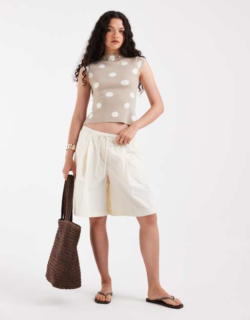ASOS DESIGN - Beige overdel i fin strik med lige hals og polkaprikker, 4 af 4