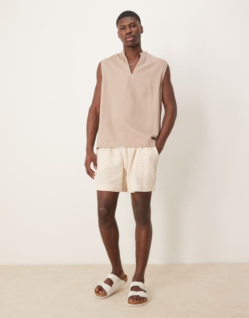 ASOS DESIGN - Beige overhead-skjorte med grandad-krave, 4 af 4