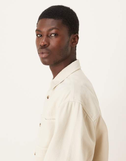 ASOS DESIGN – Beige overshirt i twill och oversized fit, 4 av 5