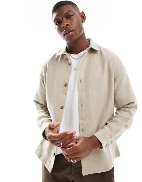 ASOS DESIGN – Beige overshirt i yllestil - view 1
