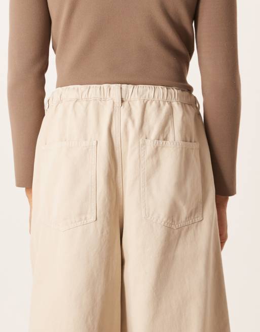 ASOS DESIGN - Beige oversized faldskærmsbukser i twill, 4 af 5