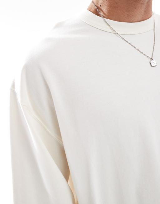 ASOS DESIGN - Beige oversized firkantet langærmet T-shirt i kraftigt stof , 3 af 4