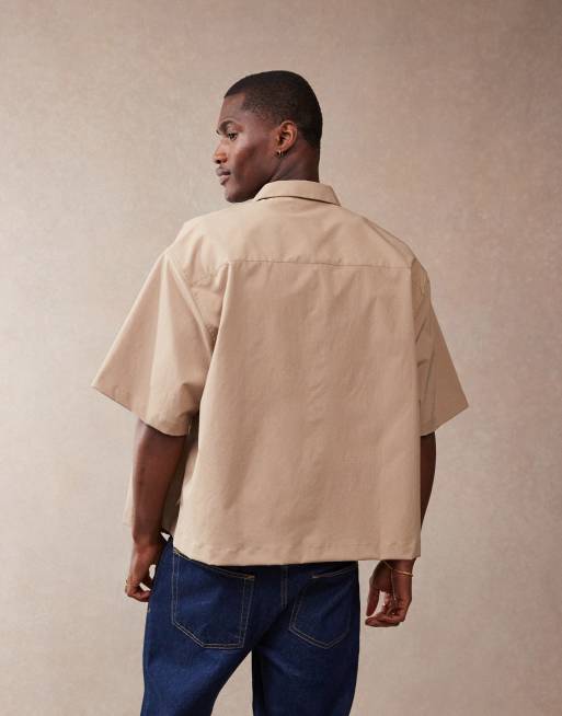 ASOS DESIGN - Beige oversized firkantet skjorte, 4 af 4