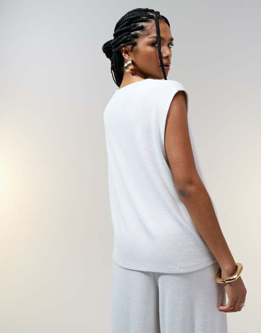 ASOS DESIGN - Beige oversized habitvest i tekstureret strik, 4 af 4