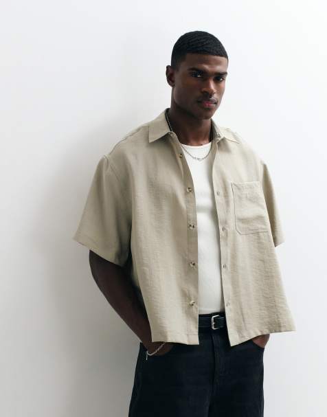 ASOS DESIGN - Beige oversized løstsiddende firkantet skjorte - view 1