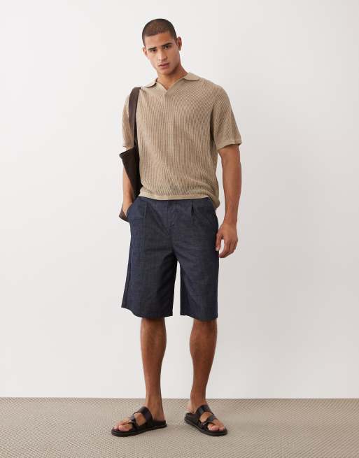 ASOS DESIGN - Beige oversized og kortærmet polo i strik med hak i halsen, 4 af 5