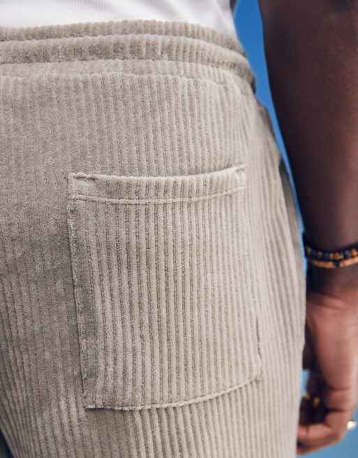 ASOS DESIGN - Beige oversized shorts i ribstrikket velour, 5 af 5