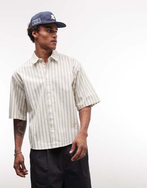 ASOS DESIGN - Beige oversized skjorte med striber - view 1