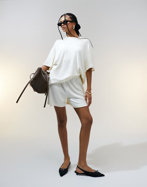 ASOS DESIGN - Beige oversized T-shirt i tekstureret strik - view 1