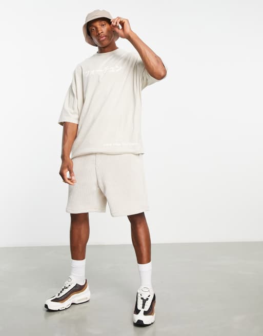 ASOS DESIGN - Beige oversized T-shirt med 'lucky cat'-print bagpå i bomuld, 4 af 4