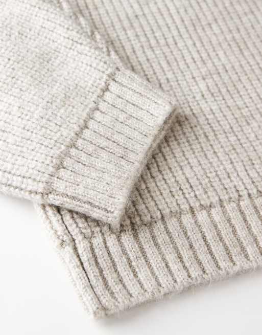 ASOS DESIGN - Beige oversized trøje i patentstrik i firkantet pasform, 5 af 5