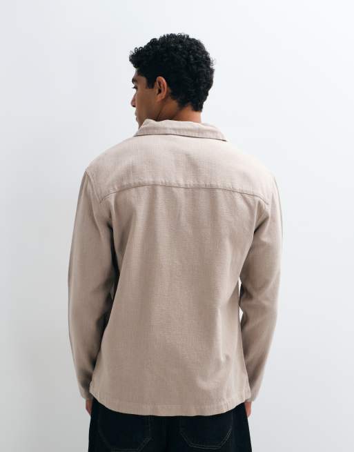 ASOS DESIGN - Beige overskjorte med trykknapper, 3 af 5