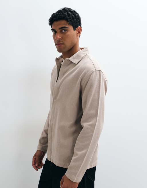 ASOS DESIGN - Beige overskjorte med trykknapper, 5 af 5