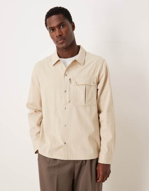 ASOS DESIGN - Beige overskjorte med utility-lomme i kanvas - view 1