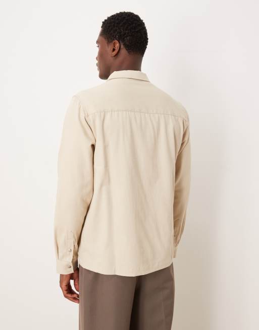ASOS DESIGN - Beige overskjorte med utility-lomme i kanvas, 3 af 5