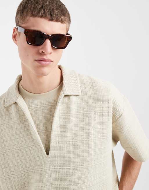 ASOS DESIGN – Beige pikétröja i oversize med textur, 2 av 5