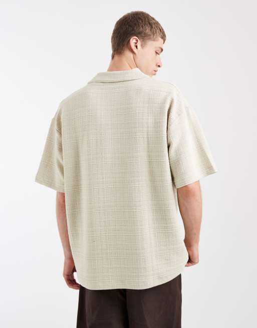 ASOS DESIGN – Beige pikétröja i oversize med textur, 5 av 5