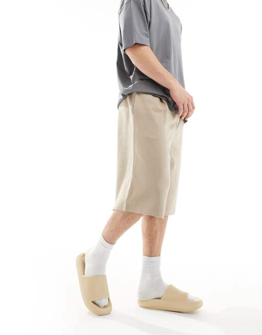 ASOS DESIGN – Beige, plisserade finshorts i oversize, 4 av 5