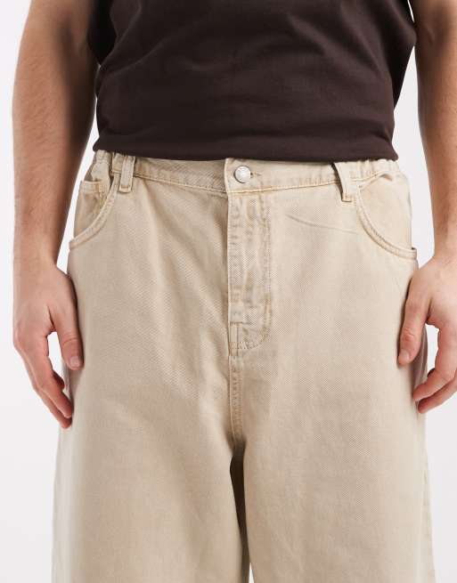 ASOS DESIGN - Beige pull-on-jeans med vide ben, 4 af 5