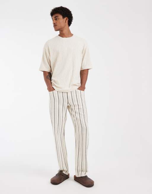 ASOS DESIGN - Beige ribstrikket oversized polo i hørlook, 2 af 5