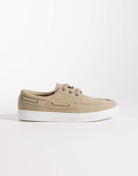 ASOS DESIGN - Beige sejlersko med snørebånd og hvid skålformet sål - view 1