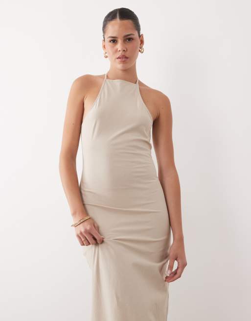 ASOS DESIGN – Beige shiftklänning i maxilängd, 2 av 4