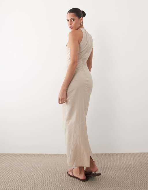 ASOS DESIGN – Beige shiftklänning i maxilängd, 4 av 4
