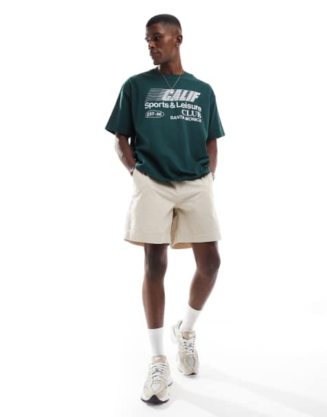 ASOS DESIGN - Beige shorts i jernbanefløjl med arbejdsmærke - view 1