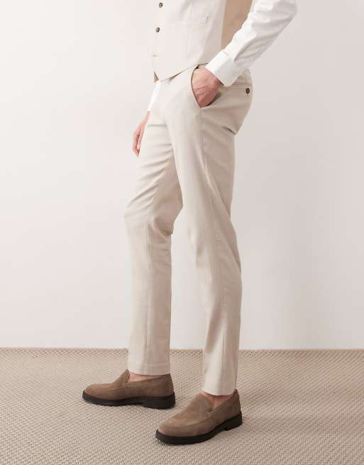ASOS DESIGN - Beige skinny-habitbukser i hørrigt stof, 2 af 5