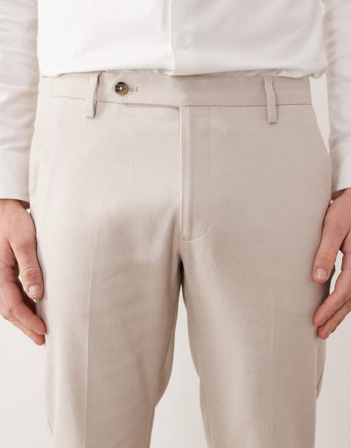 ASOS DESIGN - Beige skinny-habitbukser i hørrigt stof, 4 af 5