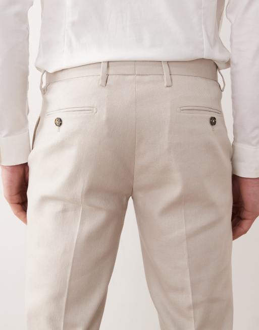 ASOS DESIGN - Beige skinny-habitbukser i hørrigt stof, 5 af 5