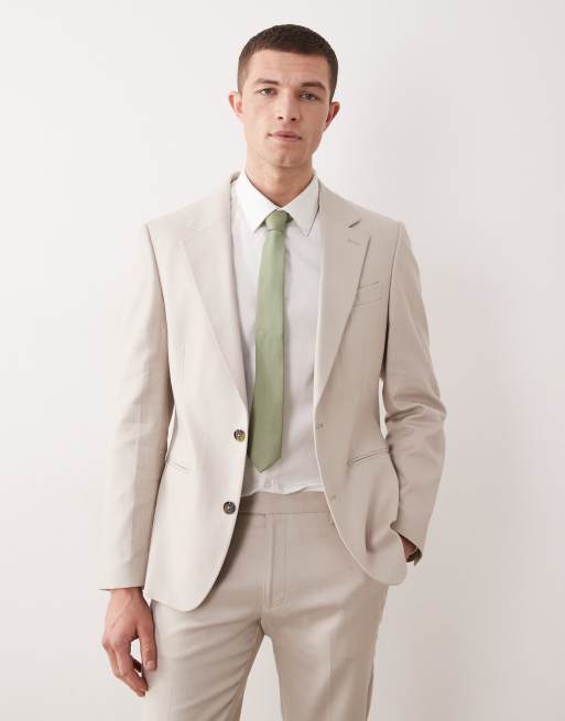 ASOS DESIGN - Beige skinny-habitjakke i hørrigt stof, 2 af 5