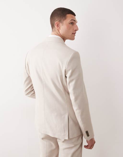 ASOS DESIGN - Beige skinny-habitjakke i hørrigt stof, 5 af 5