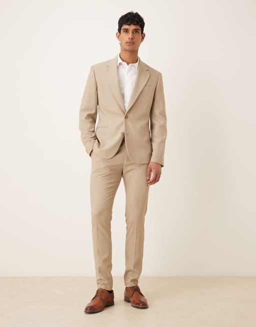 ASOS DESIGN - Beige skinny-habitjakke med mikrotekstur, 2 af 5