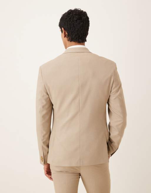 ASOS DESIGN - Beige skinny-habitjakke med mikrotekstur, 3 af 5