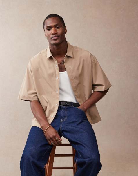 ASOS DESIGN – Beige skjorta i oversize med boxig passform - view 1