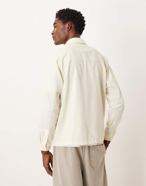 ASOS DESIGN – Beige skjorta i regular fit med broderi på bröstet, 3 av 5